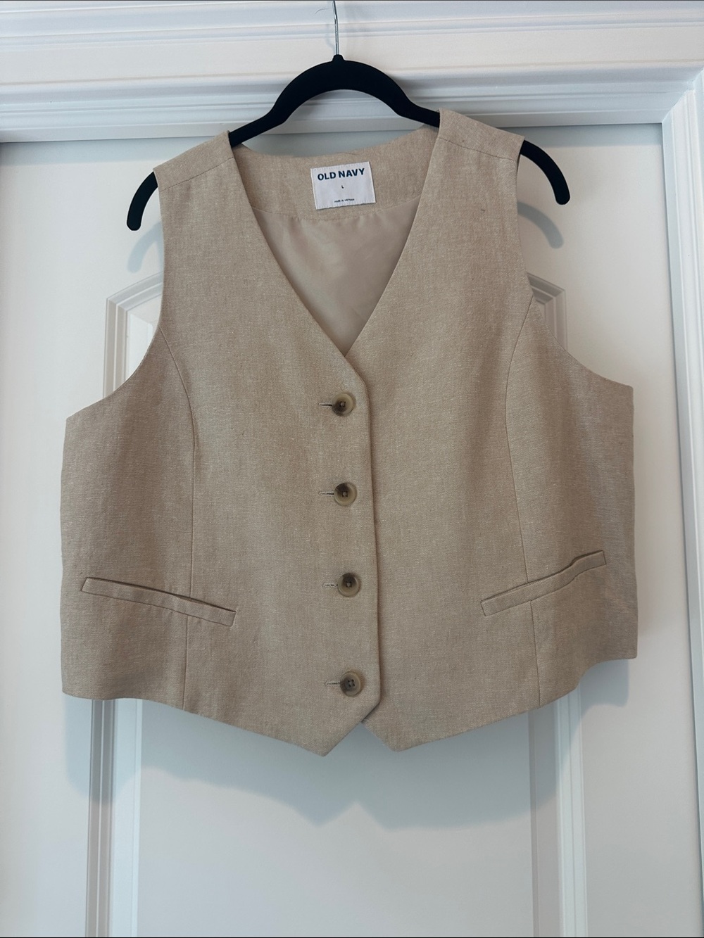 Old Navy Neutral Beige Linen-Blend Vest Top